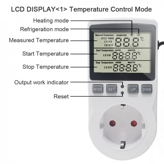 Prise de Thermostat numérique  16A 220V KETOTEK KT3100